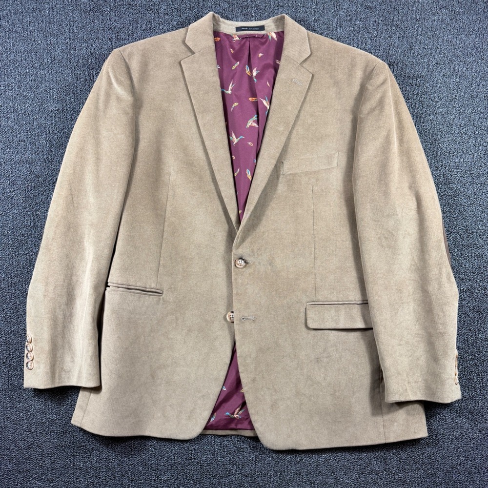 Lauren Ralph Lauren Tan Corduroy Blazer Leather Elbow Patches 44R Pheasant Liner